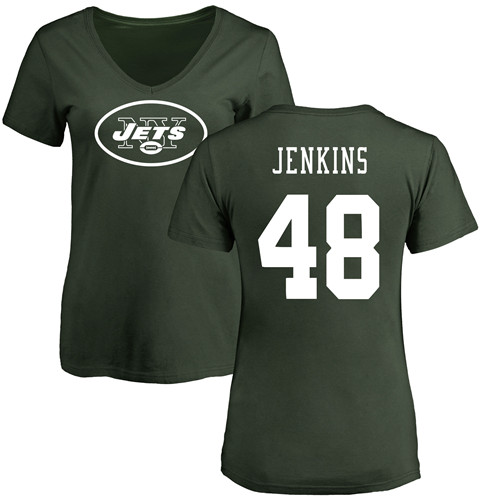 New York Jets Green Women Jordan Jenkins Name and Number Logo NFL Football #48 T Shirt->nfl t-shirts->Sports Accessory